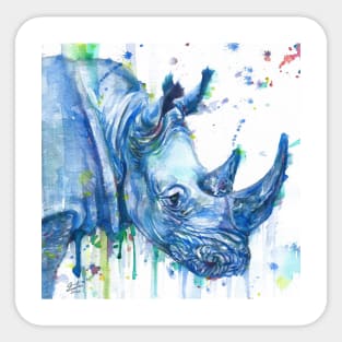 RHINOCEROS watercolor portrait Sticker